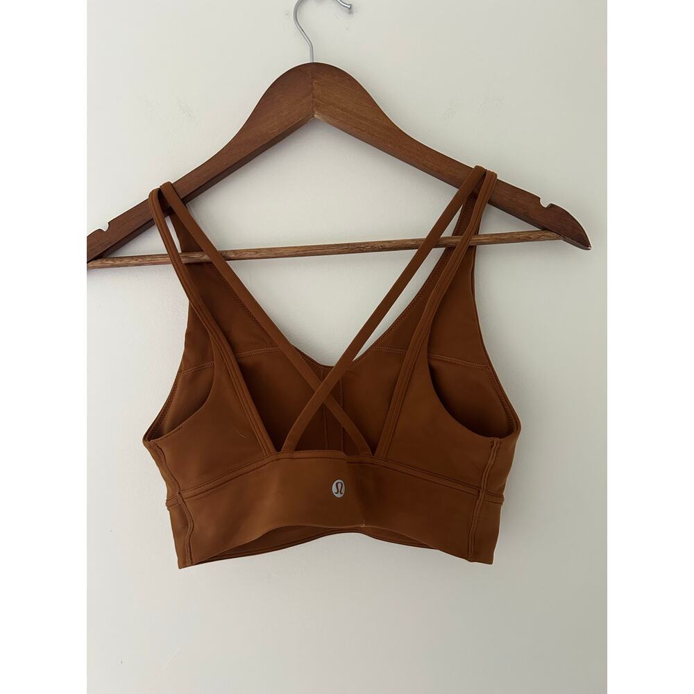 Lululemon In Alignment Longline Sports Bra Light Support B/C Cup Copper Brown 6 - Picture 5 of 7